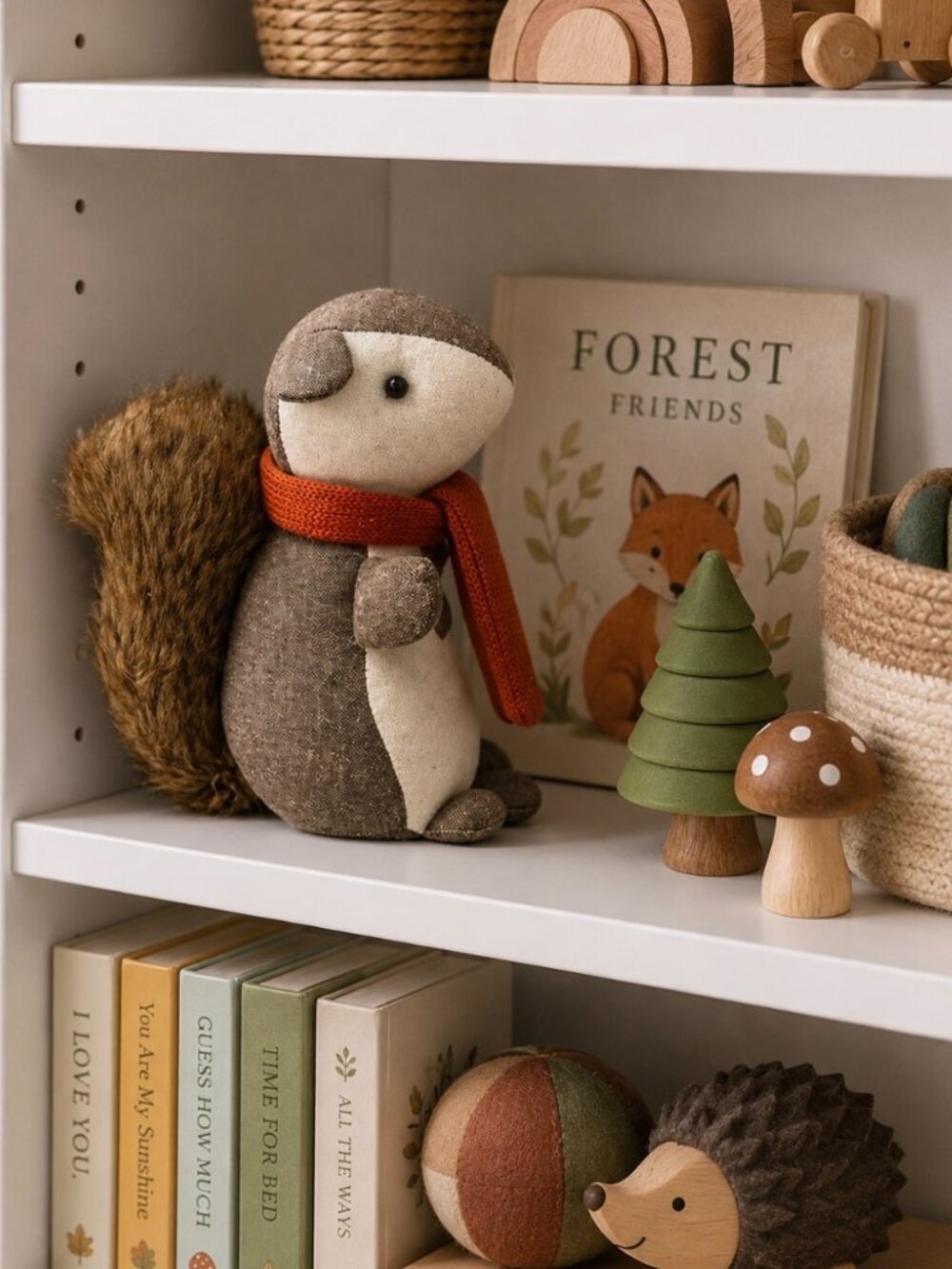 Tweed Plush Squirrel 8 1/2" High Cute Scarf Furry Tail
